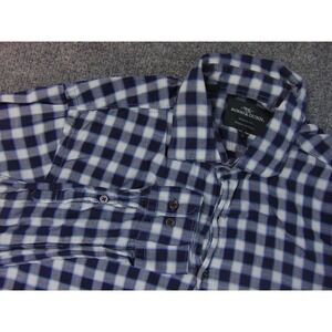 Rodd‎ & Gunn Shirt Mens Large Sports Fit Blue White Gingham Check Woven in Italy
